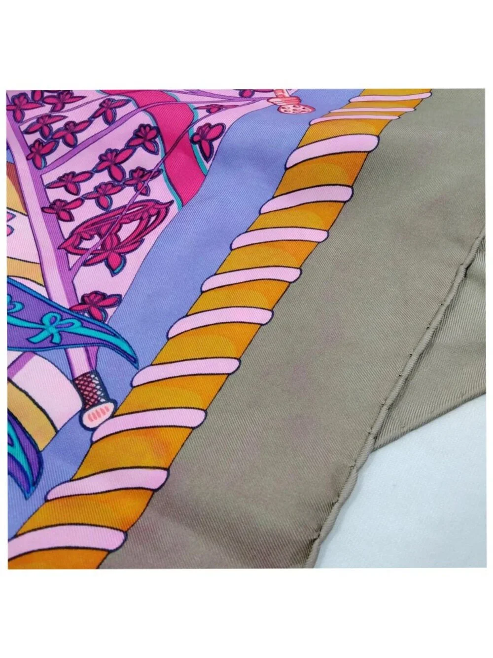 Hermès Paris Les Bannières Silk Scarf 90 Carré Purple Pink Blue Authentic